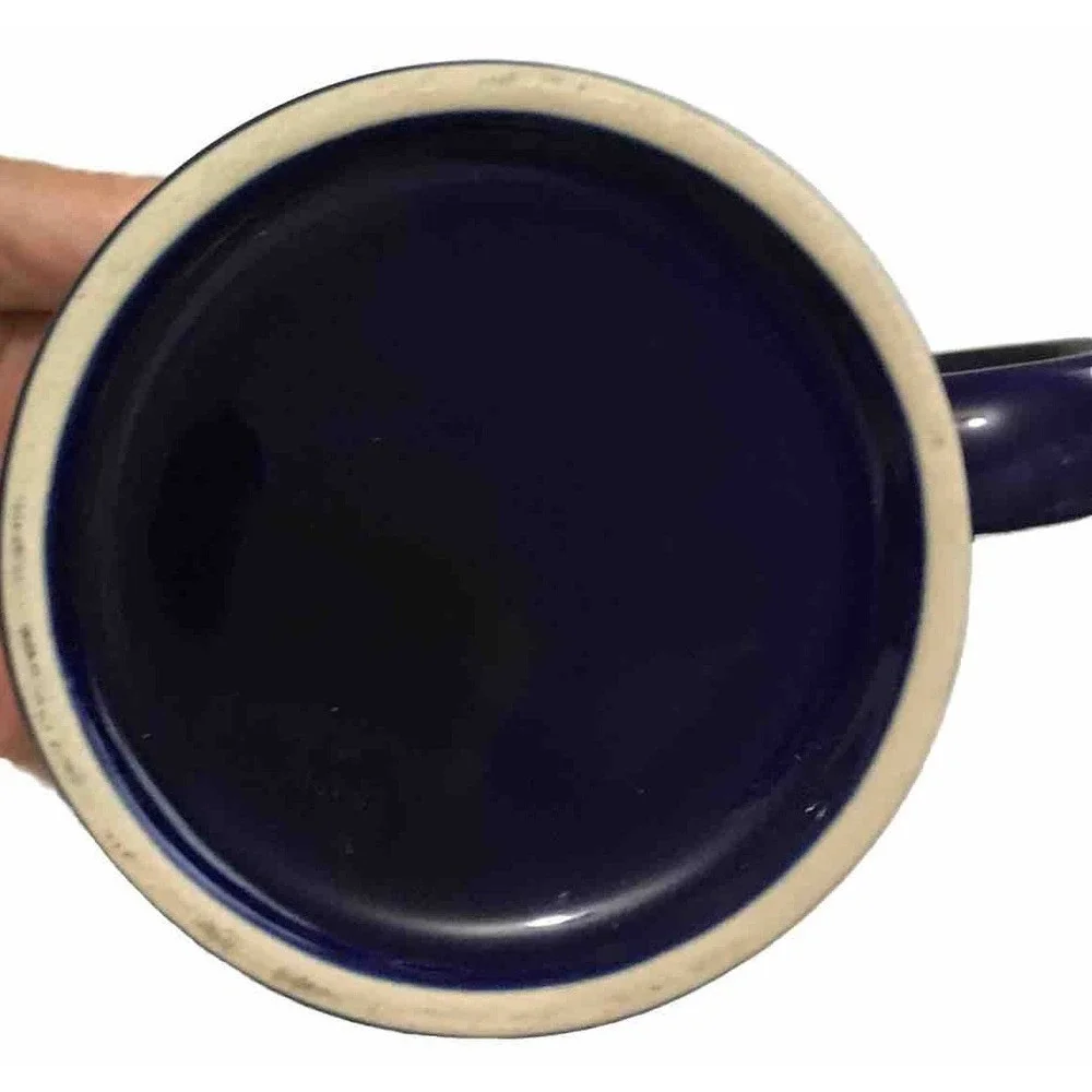 LONGABERGER Basket Company COFFEE Cup Navy with Gold Basket Logo Very Rare